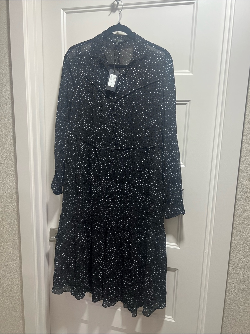 rag & bone Black Dress with White Polka Dots - Long Sleeve